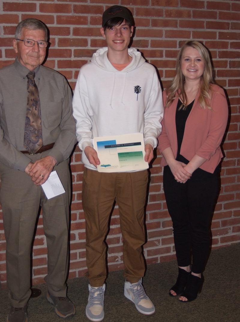 There was one application for the $500 Villemure Scholarship. It was awarded to Connor Noble of Manistique who plans to attend Bay de Noc Community College to study fabrication. He is pictured with Wodzinski and Swanson.